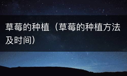 草莓的种植（草莓的种植方法及时间）