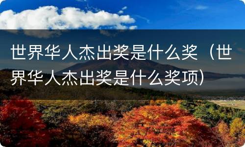 世界华人杰出奖是什么奖（世界华人杰出奖是什么奖项）