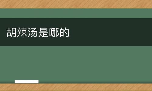 胡辣汤是哪的