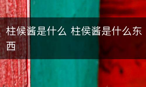 柱候酱是什么 柱侯酱是什么东西