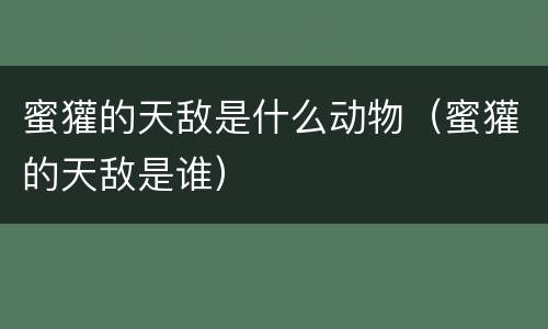 蜜獾的天敌是什么动物（蜜獾的天敌是谁）