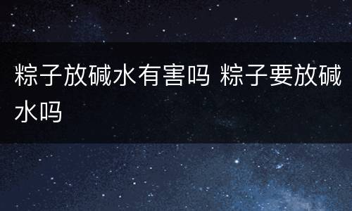 粽子放碱水有害吗 粽子要放碱水吗