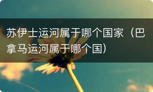 苏伊士运河属于哪个国家（巴拿马运河属于哪个国）