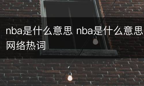 nba是什么意思 nba是什么意思网络热词