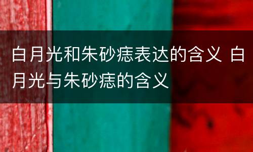 白月光和朱砂痣表达的含义 白月光与朱砂痣的含义