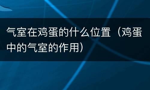 气室在鸡蛋的什么位置（鸡蛋中的气室的作用）