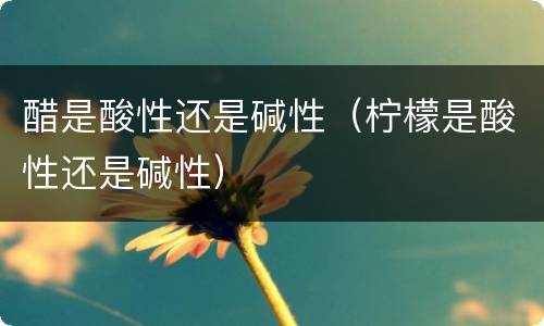醋是酸性还是碱性（柠檬是酸性还是碱性）