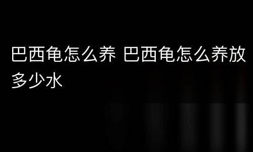巴西龟怎么养 巴西龟怎么养放多少水