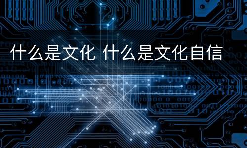 什么是文化 什么是文化自信