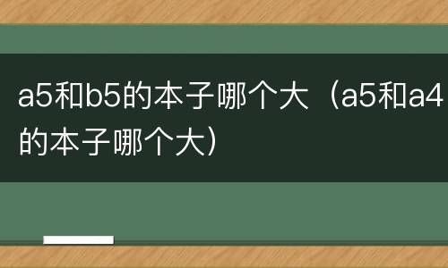 a5和b5的本子哪个大（a5和a4的本子哪个大）