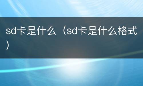 sd卡是什么（sd卡是什么格式）