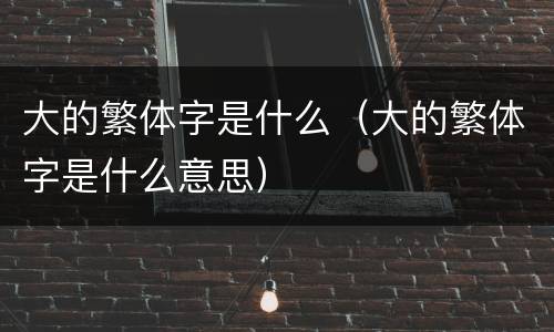 大的繁体字是什么（大的繁体字是什么意思）