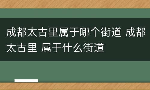 成都太古里属于哪个街道 成都太古里 属于什么街道