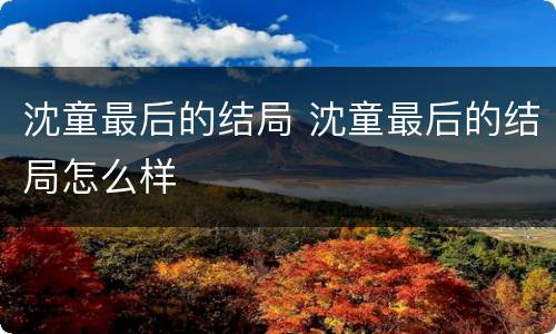 沈童最后的结局 沈童最后的结局怎么样