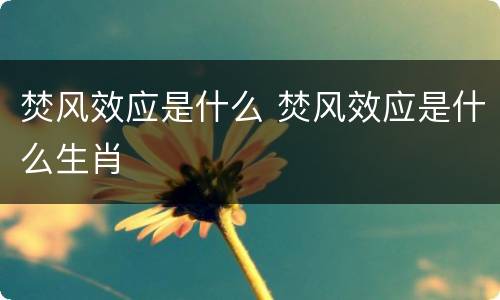 焚风效应是什么 焚风效应是什么生肖
