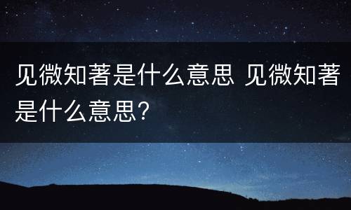 见微知著是什么意思 见微知著是什么意思?