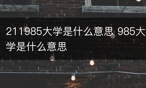 211985大学是什么意思 985大学是什么意思