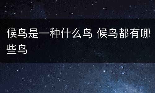 候鸟是一种什么鸟 候鸟都有哪些鸟