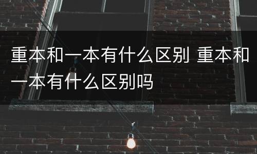 重本和一本有什么区别 重本和一本有什么区别吗