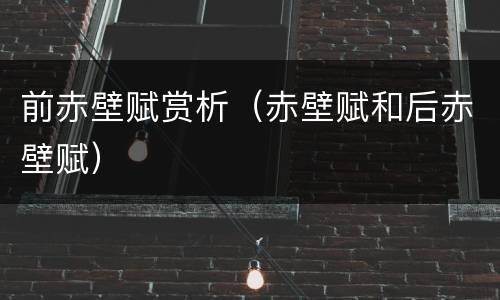 前赤壁赋赏析（赤壁赋和后赤壁赋）