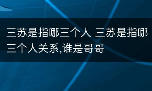 三苏是指哪三个人 三苏是指哪三个人关系,谁是哥哥