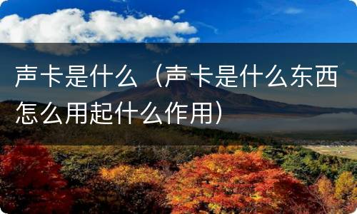 声卡是什么（声卡是什么东西怎么用起什么作用）