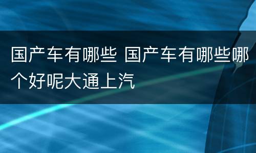 国产车有哪些 国产车有哪些哪个好呢大通上汽