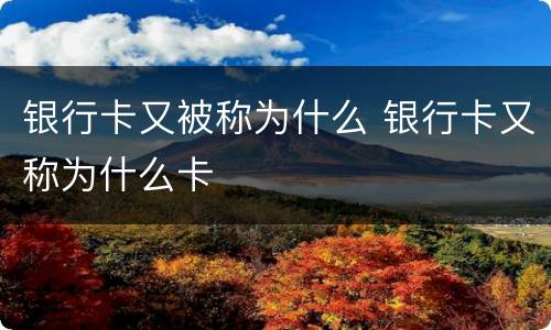 银行卡又被称为什么 银行卡又称为什么卡