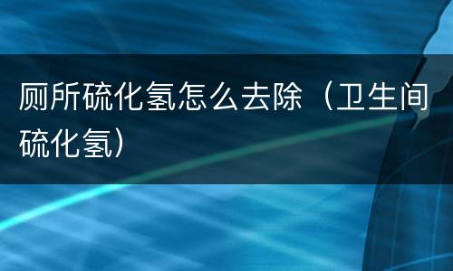 厕所硫化氢怎么去除（卫生间硫化氢）