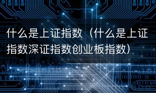 什么是上证指数（什么是上证指数深证指数创业板指数）