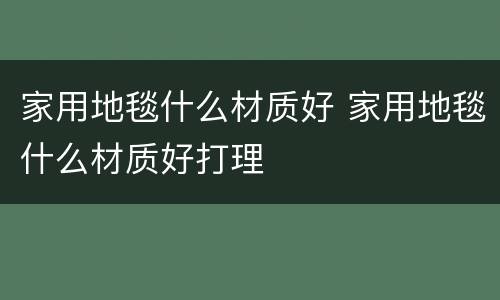家用地毯什么材质好 家用地毯什么材质好打理