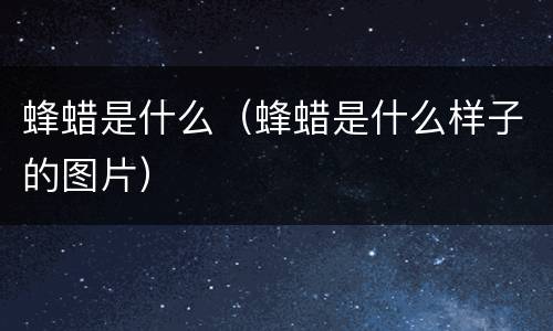 蜂蜡是什么（蜂蜡是什么样子的图片）