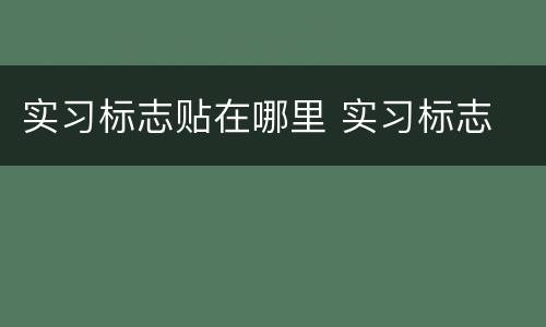 实习标志贴在哪里 实习标志