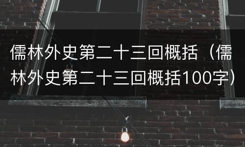 儒林外史第二十三回概括（儒林外史第二十三回概括100字）