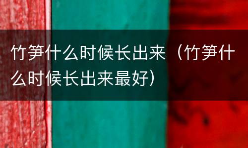 竹笋什么时候长出来（竹笋什么时候长出来最好）