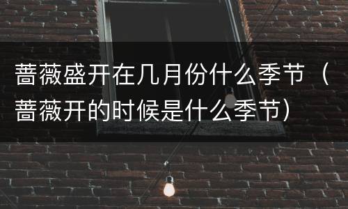 蔷薇盛开在几月份什么季节（蔷薇开的时候是什么季节）