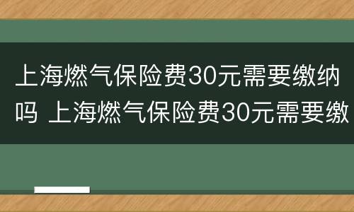 上海燃气保险费30元需要缴纳吗 上海燃气保险费30元需要缴纳吗多少钱