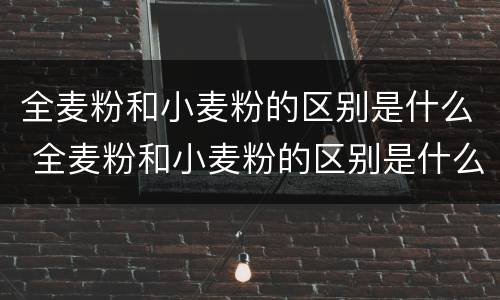 全麦粉和小麦粉的区别是什么 全麦粉和小麦粉的区别是什么哪个热量低