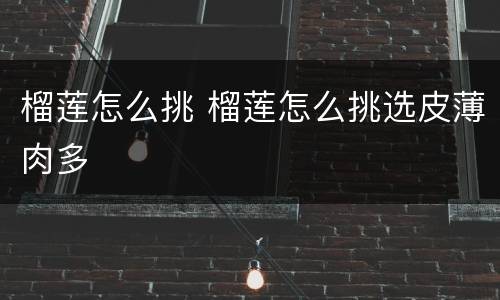 榴莲怎么挑 榴莲怎么挑选皮薄肉多