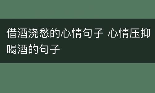 借酒浇愁的心情句子 心情压抑喝酒的句子