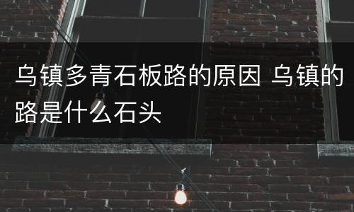乌镇多青石板路的原因 乌镇的路是什么石头