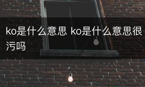 ko是什么意思 ko是什么意思很污吗