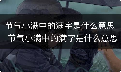 节气小满中的满字是什么意思 节气小满中的满字是什么意思啊