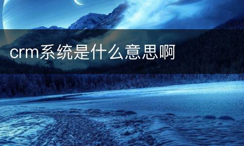 crm系统是什么意思啊