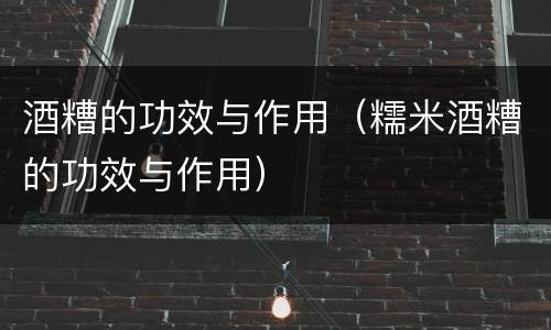 酒糟的功效与作用（糯米酒糟的功效与作用）