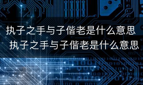 执子之手与子偕老是什么意思 执子之手与子偕老是什么意思啊怎么读