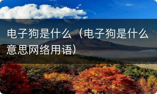 电子狗是什么（电子狗是什么意思网络用语）