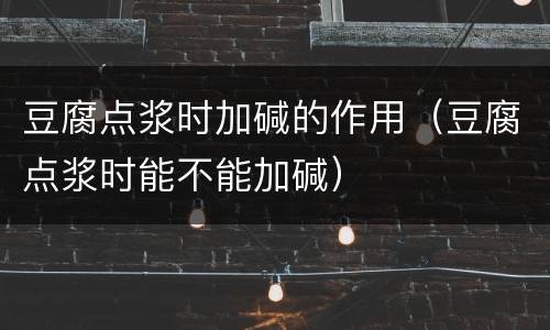 豆腐点浆时加碱的作用（豆腐点浆时能不能加碱）