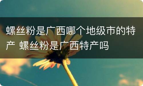 螺丝粉是广西哪个地级市的特产 螺丝粉是广西特产吗