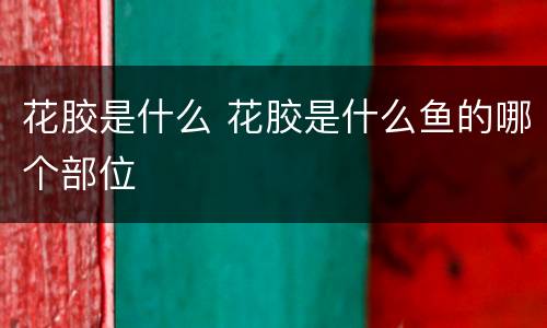 花胶是什么 花胶是什么鱼的哪个部位
